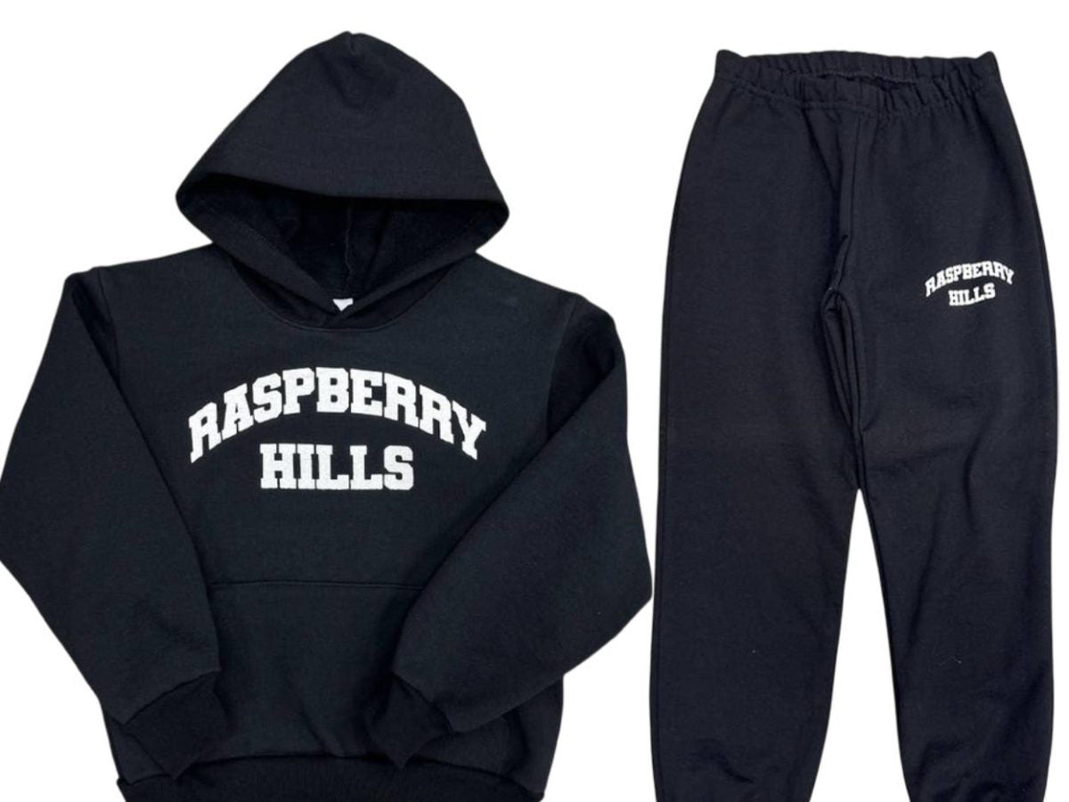 Raspberry Hills Logo Tracksuit Black – Vintage Streetwear Set