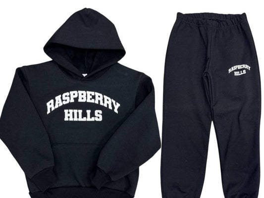 Raspberry Hills Logo Tracksuit Black – Vintage Streetwear Set