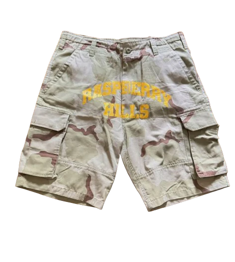 Vintage Raspberry Hills Shorts – Light Camo Streetwear Edition