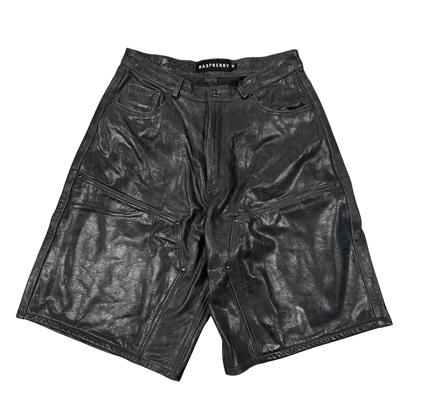 Vintage Raspberry Hills Black Leather Shorts – Bold Streetwear Look