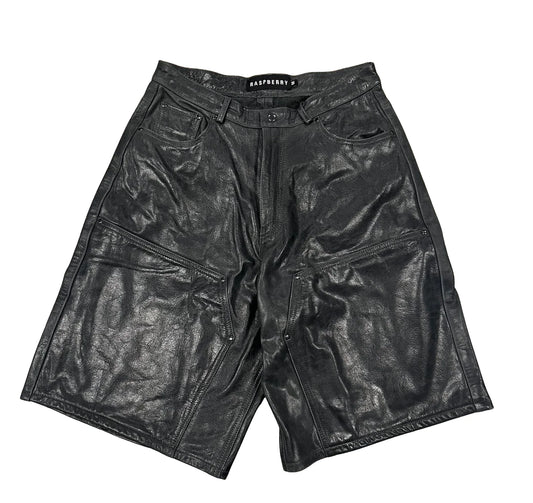 Vintage Raspberry Hills Black Leather Shorts – Bold Streetwear Look