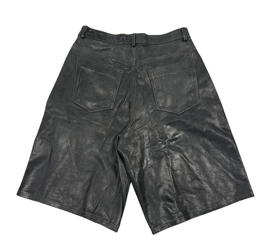 Vintage Raspberry Hills Black Leather Shorts – Bold Streetwear Look